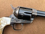 *Extremely Nice Colt SAA Revolver .45cal. w/ Great Vintage Carved Steer Head Pearl Grips, Holster and Letter!* - 3 of 15