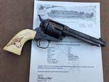 *Antique Engraved 1883 Colt SAA .45cal. w/Steer Head and Snake Carved Ivory Grips w/Holster and Letter!* - 11 of 12