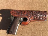 *Special Order* Beautiful Heiser Denver, Colo. Marked Floral Carved Holster for the Colt 1911 Automatic Pistol * - 10 of 10