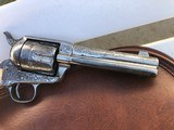 *Antique Engraved 1883 Colt SAA Frontier Six Shooter w/Carved Mexican Eagle and Snake Pearl Grips* - 10 of 12