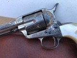 *Antique Engraved 1883 Colt SAA Frontier Six Shooter w/Carved Mexican Eagle and Snake Pearl Grips* - 2 of 12