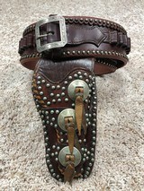 Spectacular Vintage Studded R.T. Frazier Pueblo, Colo. Marked Holster w/ cartridge belt for the Colt 1877 Revolver *RARE* - 14 of 14