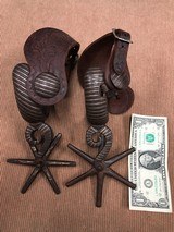 *RARE* Huge Mexican Silver Inlaid Spurs with 4
