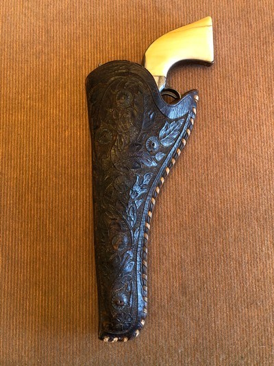 *Nice Floral Carved Early Slim Jim Holster for a Colt SAA with the 7 1/2