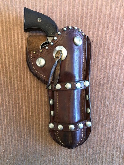 *Great Vintage Spotted Double Loop Holster for a Colt SAA Revolver with a 5 1/2