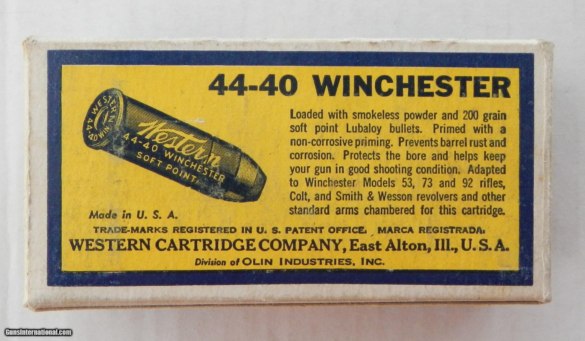 Western Lubaloy Bullseye Box 44-40 Winchester 32 Cartridges