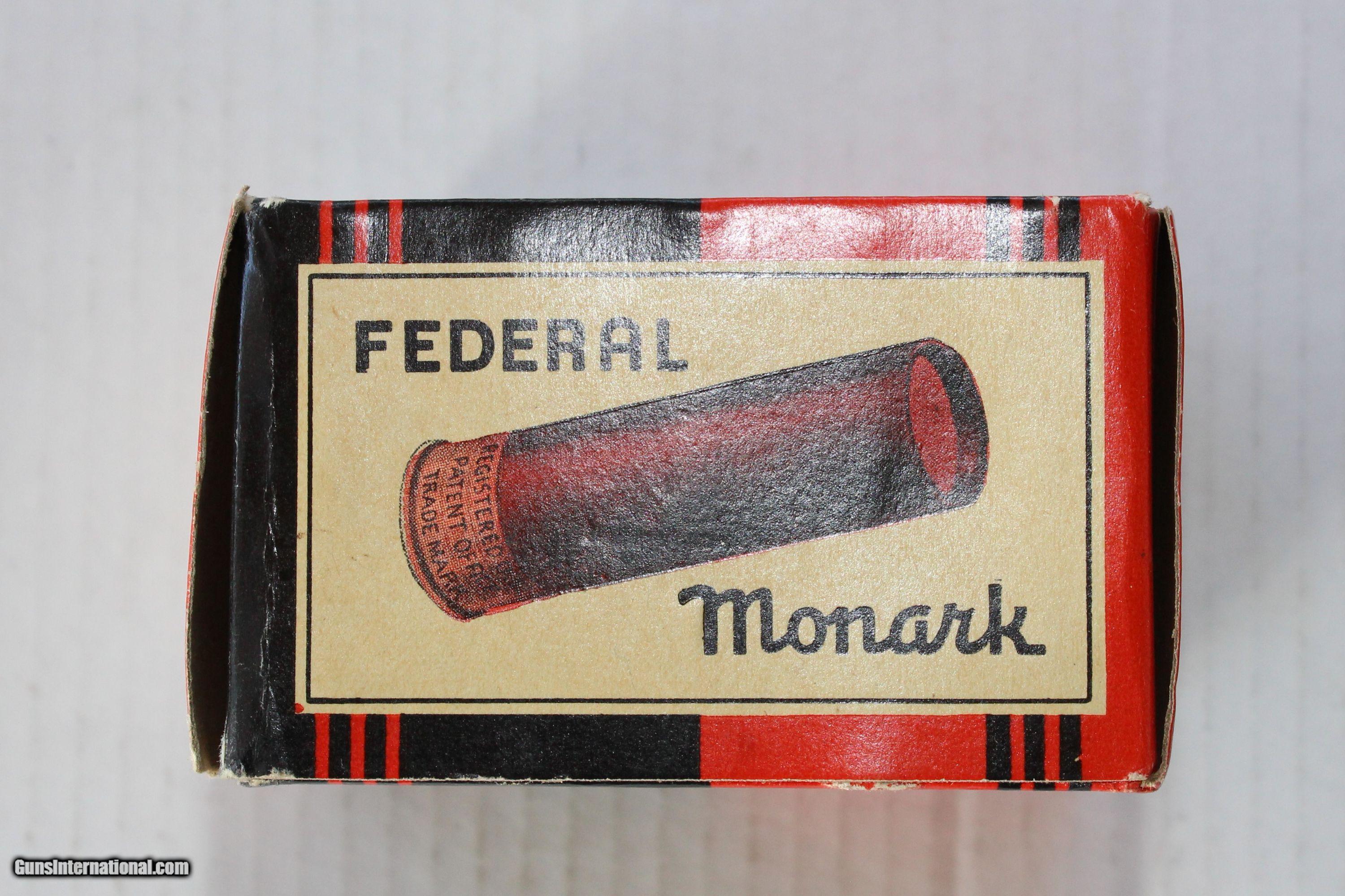 A vintage Federal Cartridge Monark 12 gauge shotgun shell wooden ammunition  box that measures 15" x 9" x 9". - Antique Mystique