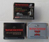 3 Boxes of Winchester 45 Colt, two boxes PDX1 Personnel Defender, 1 Box Lead Bullets, Total 60 Cartridges