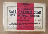 Sealed Box 1939 National Matches .30M1 Caliber BALL in Clips, Made by Frankford Arsenal