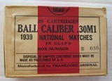 1939 Sealed National Matches, BALL Cal. .30M1, Frankford Arsenal - 1 of 2