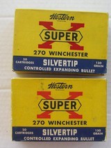 Two boxes Western Super-X 270 Winchester 130 Grain Silvertips, 40 cartridges - 1 of 5