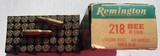 Remington-UMC 218 Bee 46 grain Hollow Points 42 Cartridges