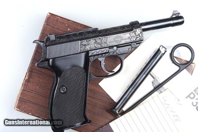 Walther, P38, Blue Engraved, Matching Box, Target, 415188, A-1306 - Image 2 of 17