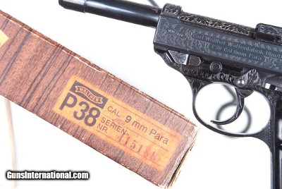 Walther, P38, Blue Engraved, Matching Box, Target, 415188, A-1306 - Image 9 of 17