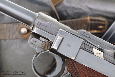 Scarce Mauser, WWII Police Luger, 1942 Dated, Holster, 4086Y, FB00312 - Image 13 of 23