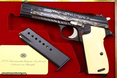 Extraordinary SIG, P210 Luxus Pistol, Factory Engraved, Cased, FB01003