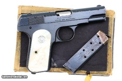 Colt 1908 Hammerless Pistol, Mother-of-Pearl Grips, Box, 35146, FB01641 - Image 2 of 13
