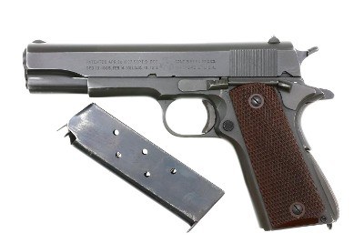 WWII Colt M1911A1 Pistol, Keyes Fiber Grips, Made 1943, 1179686, FB01717
