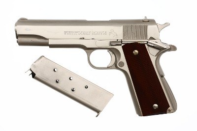 Colt Government Model, Factory Nickeled 1911A1 Pistol, Made 1959, FB01519
