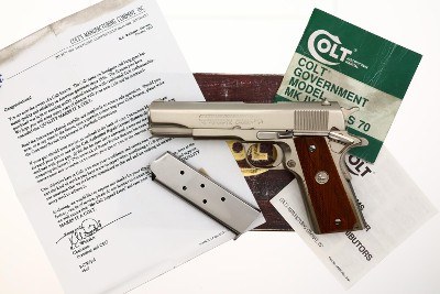 Colt MK IV Series 70 Government Model, Nickeled, Boxed, 93346G70, FB02277