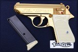 Walther PPK, Gold Plated, Factory Case, Pimp Gun, 158628A, FB02248 - 2 of 13