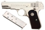 Colt 1908 Hammerless .380ACP Factory Nickel Pistol, 93891, FB01940