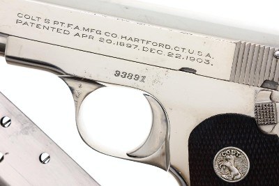 Colt 1908 Hammerless .380ACP Factory Nickel Pistol, 93891, FB01940 - Image 3 of 9