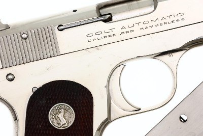 Colt 1908 Hammerless .380ACP Factory Nickel Pistol, 93891, FB01940 - Image 4 of 9