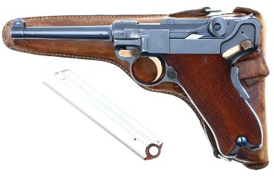 1900 DWM Swiss Military WIDE TRIGGER Luger, Holster, 4608, FB00325