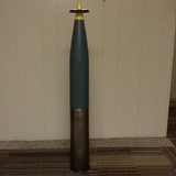 105 MM steel casing & wooden projectile. 14- .50 cal live, practice and dummy rounds. 1 WWII Practice 20mm rd, dated 1942 - 5 of 5