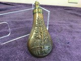 Three Excellent 1800's Brass and Copper Powder Flasks - 9 of 12