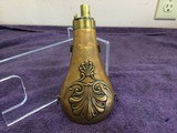 Three Excellent 1800's Brass and Copper Powder Flasks - 7 of 12