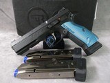cz usa shadow 2 optic ready 9mm 19+1 blue aluminum grips new in box