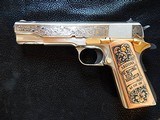 NRA 100th Year Limited Edition Arizona - Engraved Auto Ordnance 1911-A1 Nickel & Gold with Display Case - 65 of 100 - 2 of 15