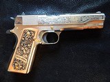 NRA 100th Year Limited Edition Arizona - Engraved Auto Ordnance 1911-A1 Nickel & Gold with Display Case - 65 of 100 - 6 of 15