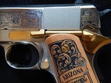 NRA 100th Year Limited Edition Arizona - Engraved Auto Ordnance 1911-A1 Nickel & Gold with Display Case - 65 of 100 - 4 of 15