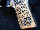 NRA 100th Year Limited Edition Arizona - Engraved Auto Ordnance 1911-A1 Nickel & Gold with Display Case - 65 of 100 - 5 of 15