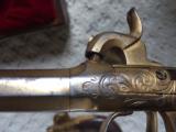 Gold Electroplated Belgian Proofed Prtion Pair of Muff Guns Perrcussion Circa 1850 - 10 of 12
