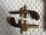 Gold Electroplated Belgian Proofed Prtion Pair of Muff Guns Perrcussion Circa 1850 - 5 of 12