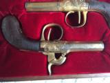 Gold Electroplated Belgian Proofed Prtion Pair of Muff Guns Perrcussion Circa 1850 - 3 of 12