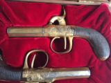 Gold Electroplated Belgian Proofed Prtion Pair of Muff Guns Perrcussion Circa 1850 - 2 of 12