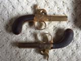Gold Electroplated Belgian Proofed Prtion Pair of Muff Guns Perrcussion Circa 1850 - 4 of 12