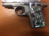 Colt Mustang Pocketlite .380 Nickel/Stainless Finish Engraved with Abalone Grips - 8 of 14
