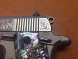 Colt Mustang Pocketlite .380 Nickel/Stainless Finish Engraved with Abalone Grips - 4 of 14