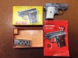 Astra Model 200 Firecat .25 ACP / 6.35mm NIckel plated and engraved with accessories - 1 of 9