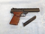 1992 Browning Buckmark 22LR Pistol, 5.5" Bull Barrel, Target Sights, Top Pic Rail, 2 Mags, Wood Grips - 2 of 9