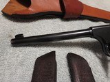 1926 Colt Pre-Woodsman Pistol.
22LR, Original Wood Grips, Set of Black Retro Grips, Era Correct Leather Holster - 4 of 13