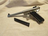 1990 Ruger MK II Target Pistol, 22LR, Ni-Plated, 1 Mag, 6.75" Taper Barrel, Target Sights - 1 of 9