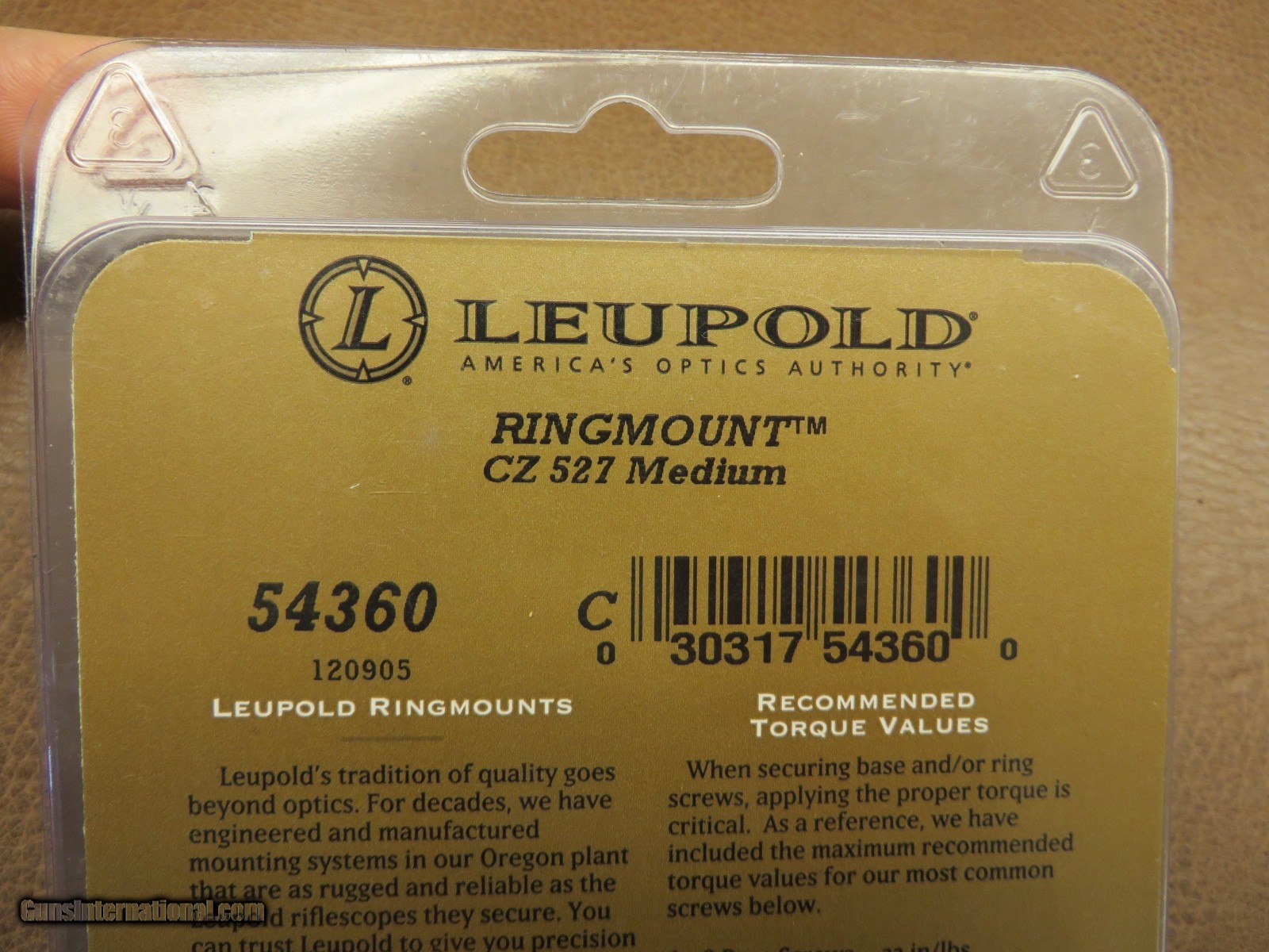 Leupold #54360 Scope Rings For CZ Model 527