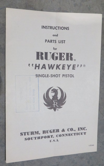 Ruger Hawkeye Single Shot Pistol Owners Manual - Image 1 of 3